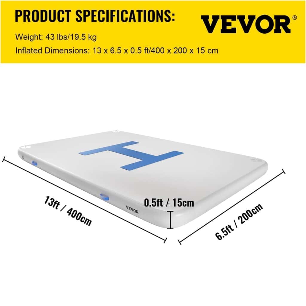 Vevor inflatable dock measurements